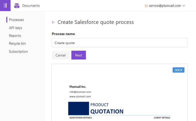 Salesforce create process from template