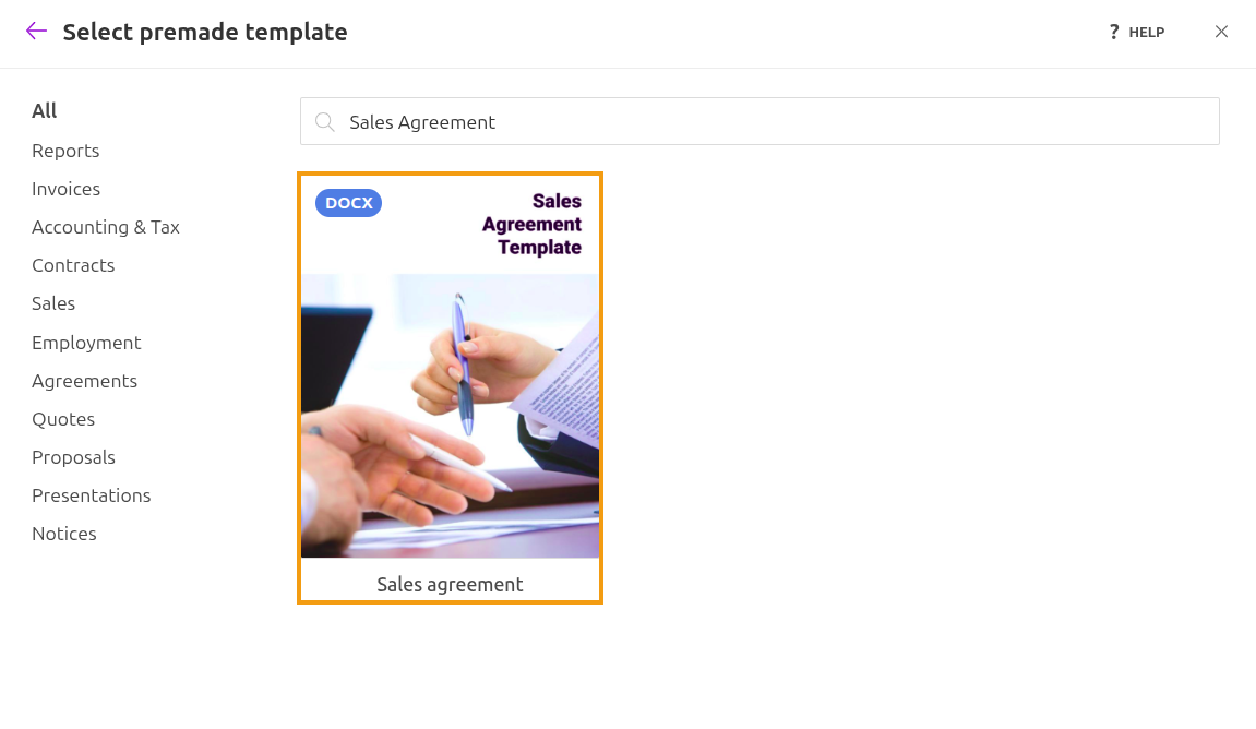Sales template search