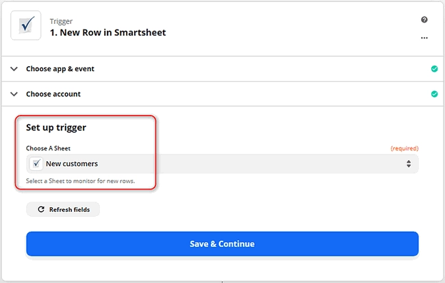 Select sheet to monitor for new rows