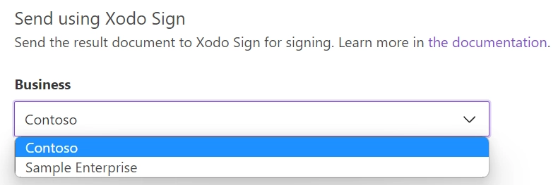 select Xodo Sign business