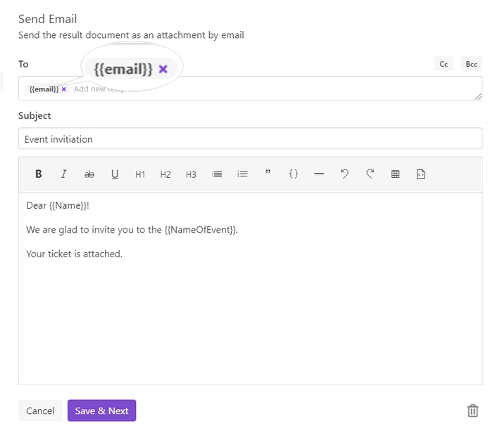 Send email delivery