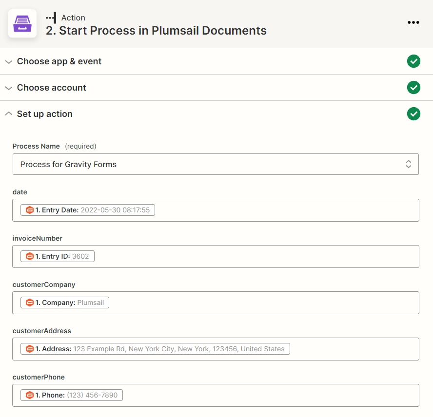 Set up action in Gravity Forms - Zapier