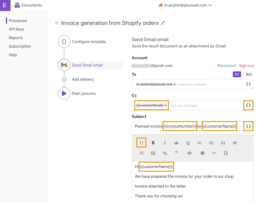 Delicery settings in Plumsail Documents