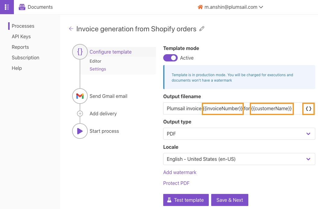Output settings in Plumsail Documents