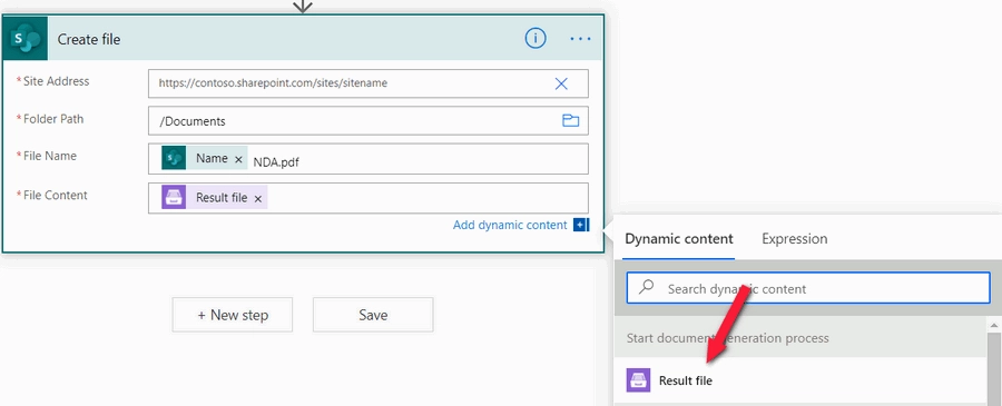 save resulting document to sharepoint library