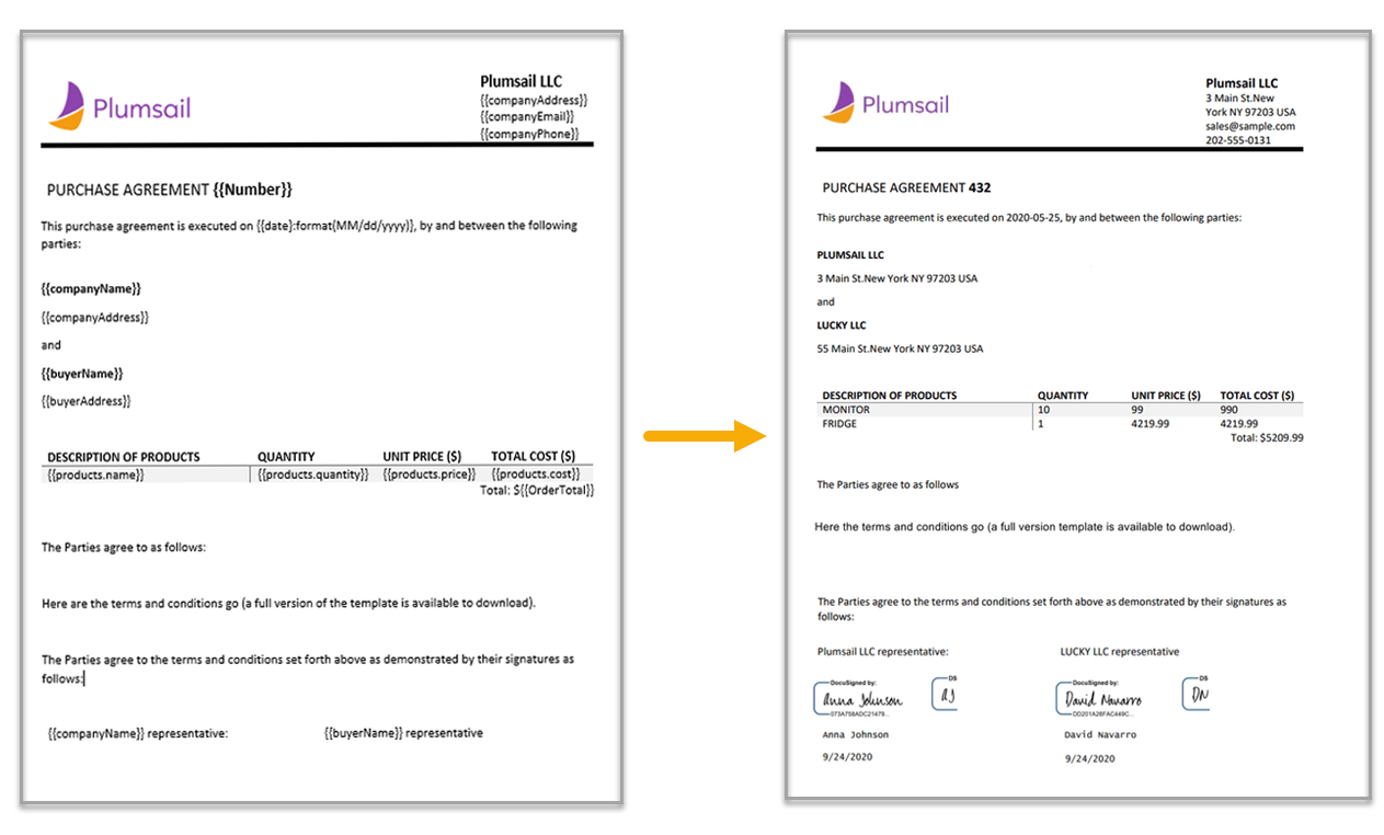 contract signed with DocuSign