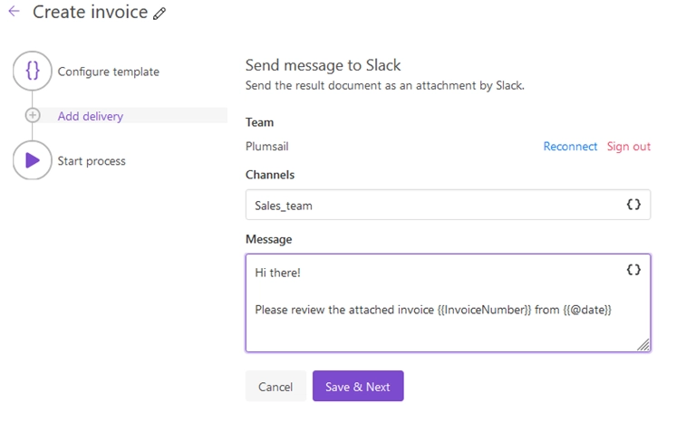 Slack delivery