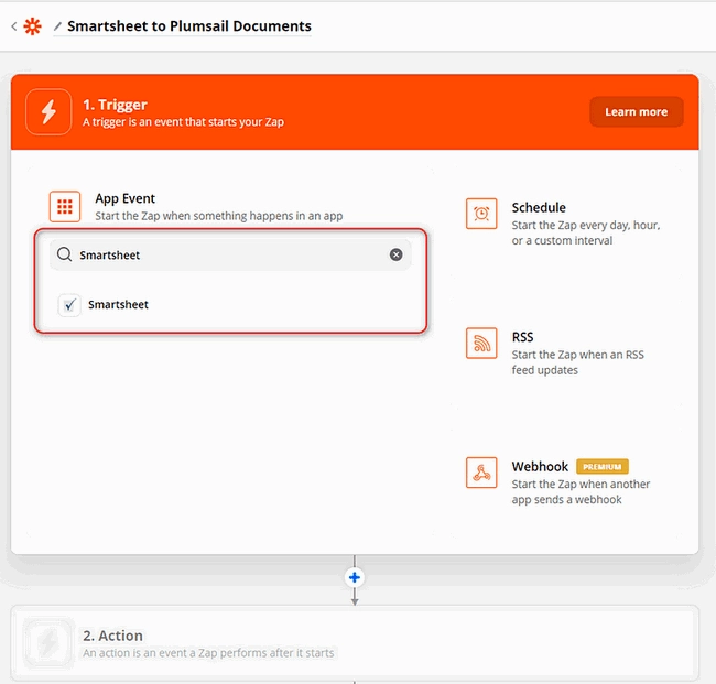 Smartsheet trigger in Zapier