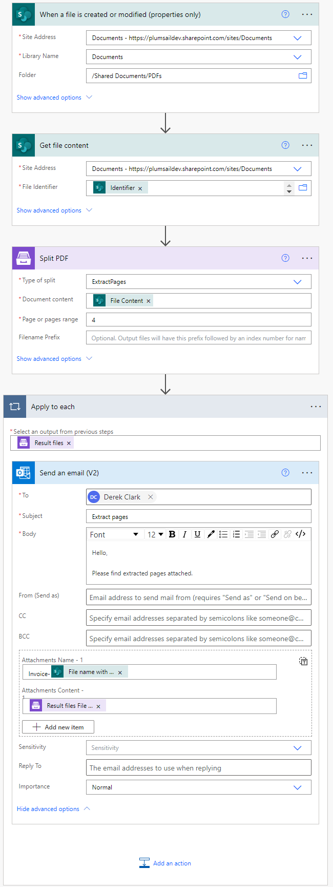Split PDF flow