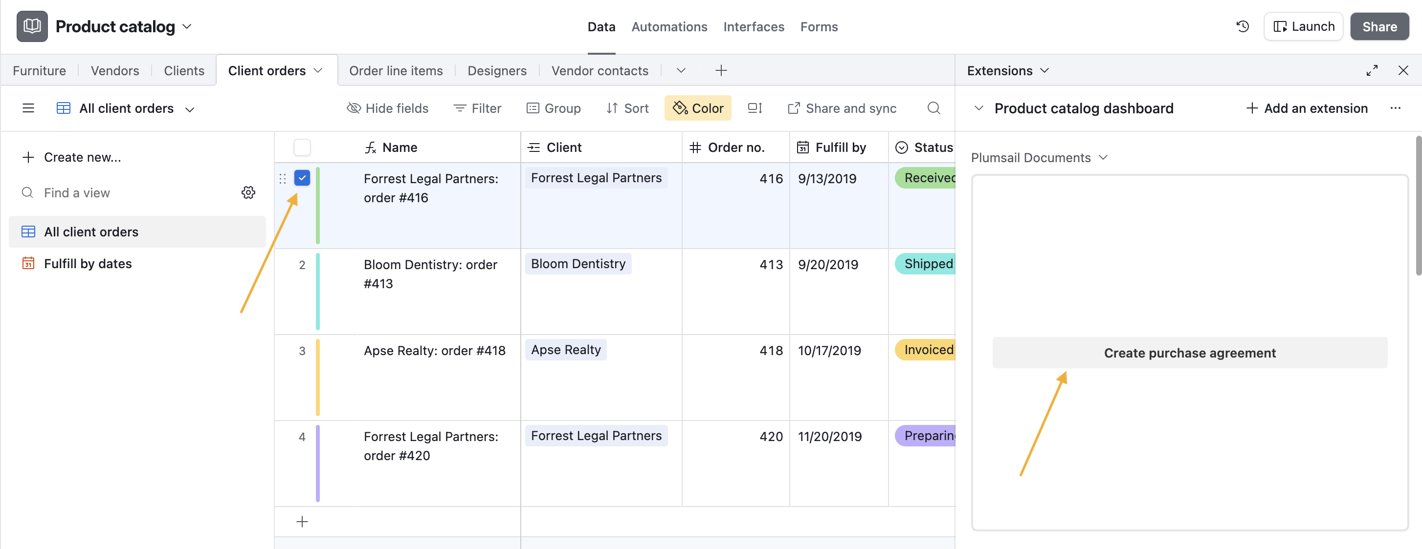 Start documents process from airtable