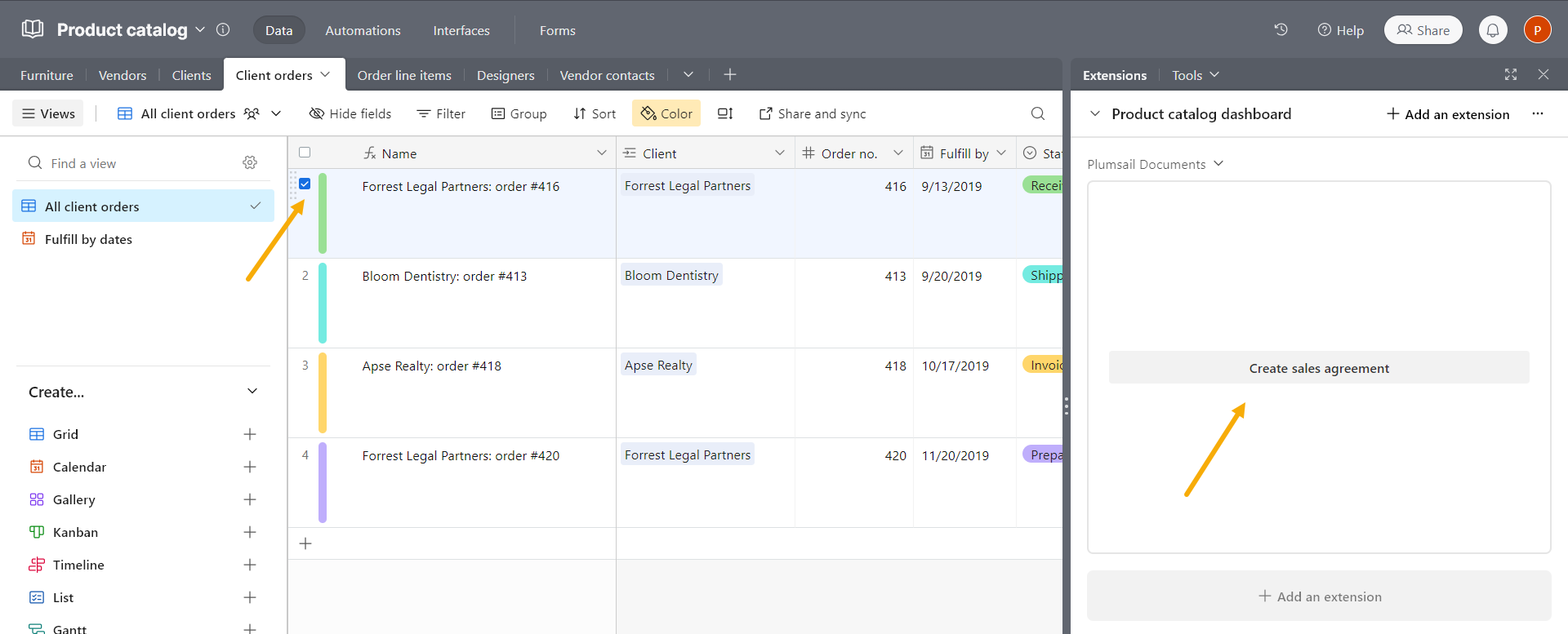 Start documents process from airtable