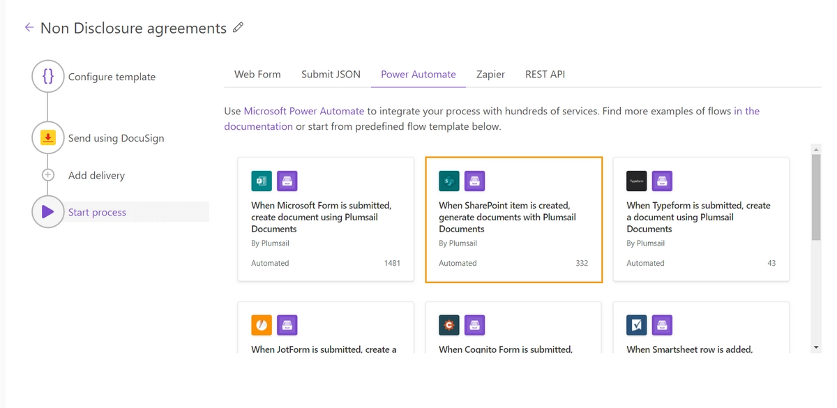 start process from Power Automate