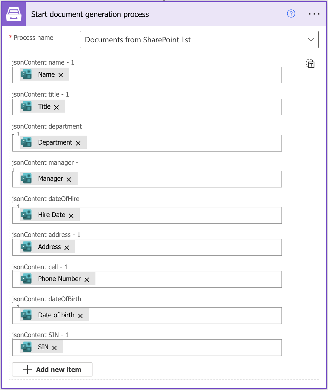 start generation documents action