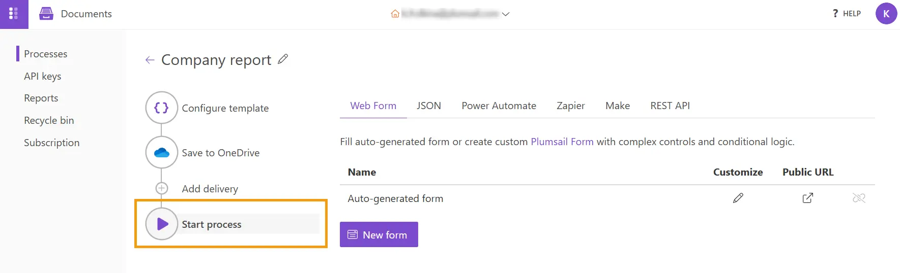 start process to create PowerPoint document from template