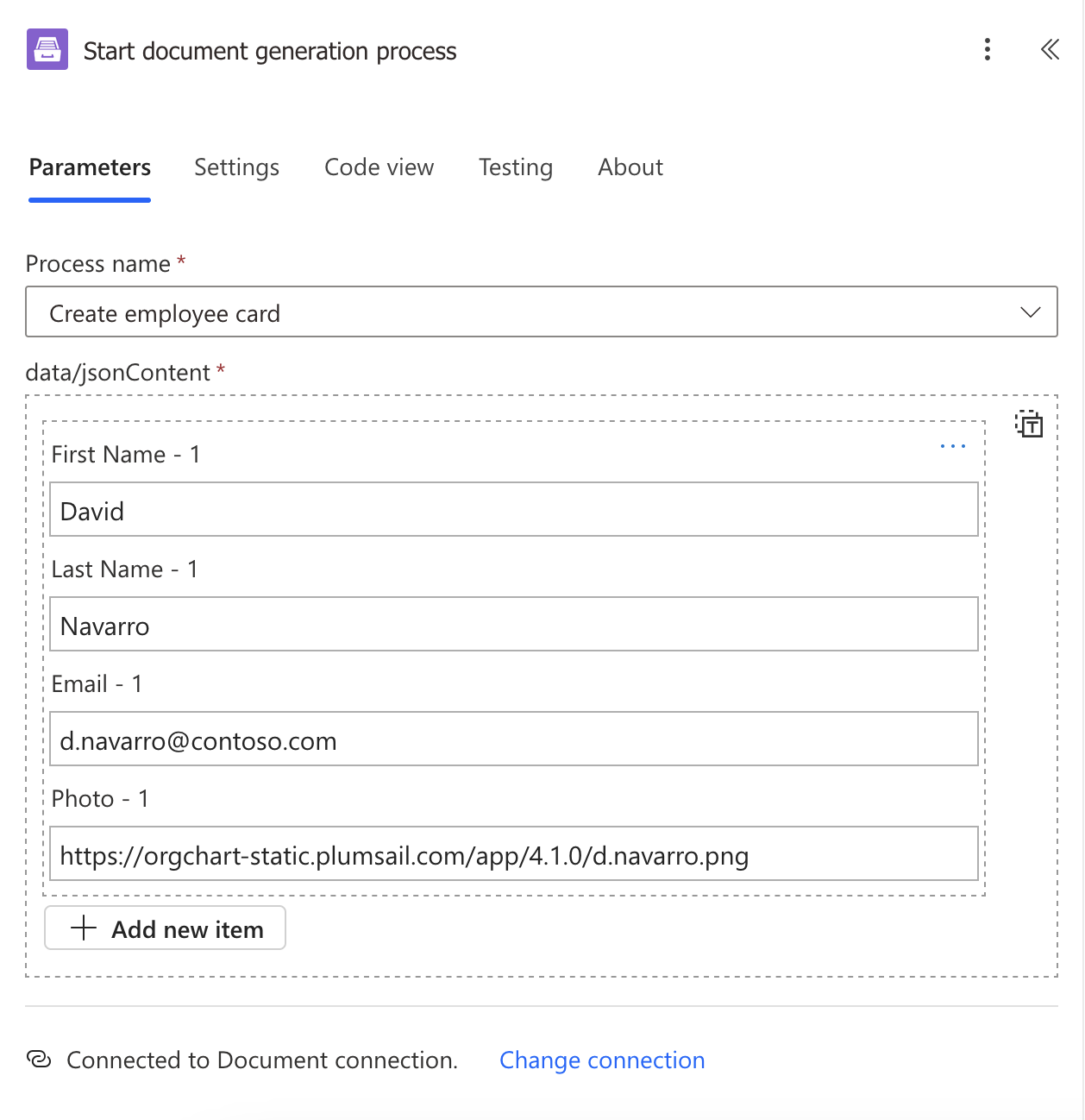 Start process template with tokens