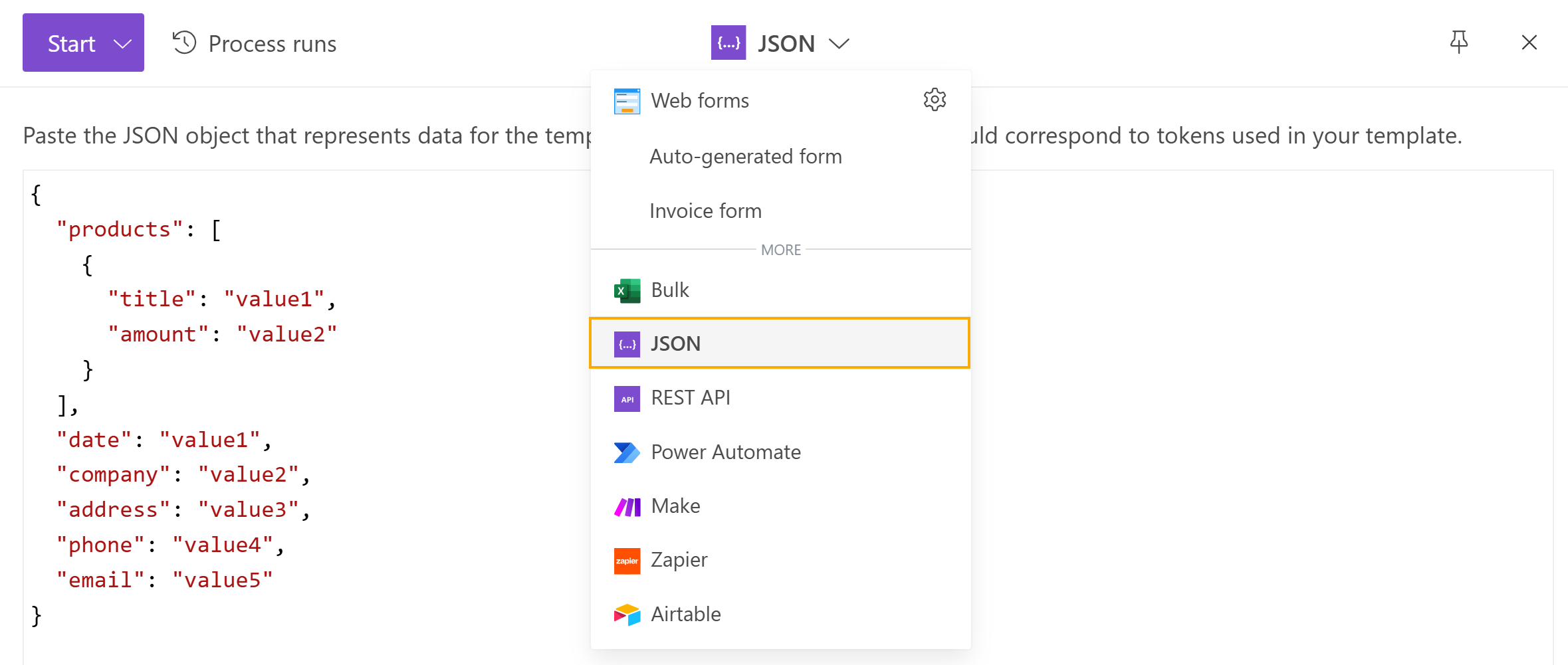 Start process manually