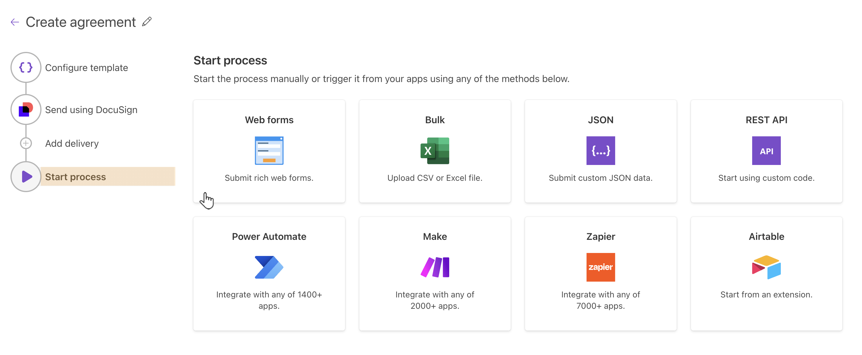Start process with auto-generated web form