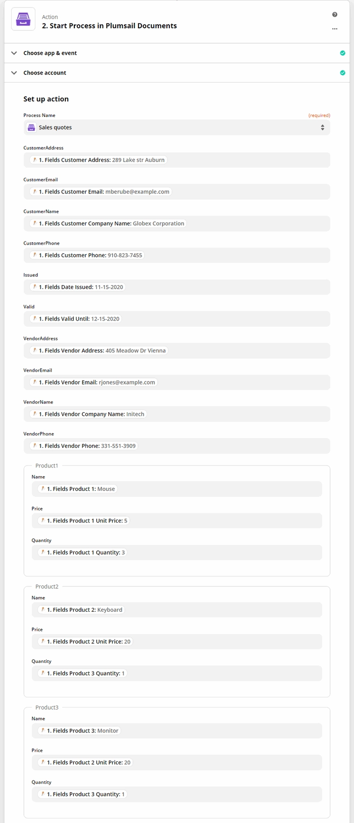 specify values using submission data