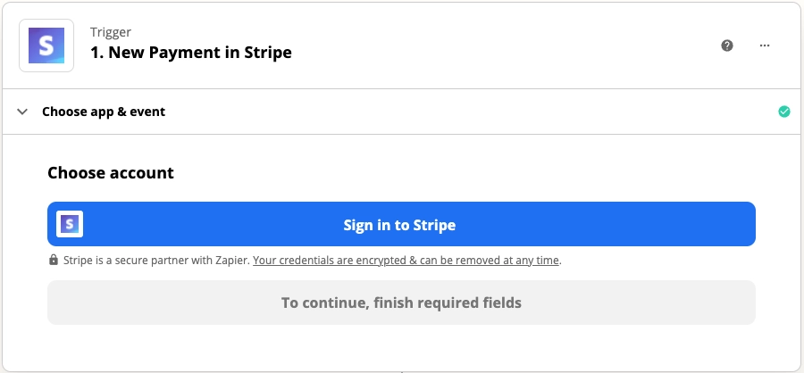Sign in to Stripe account