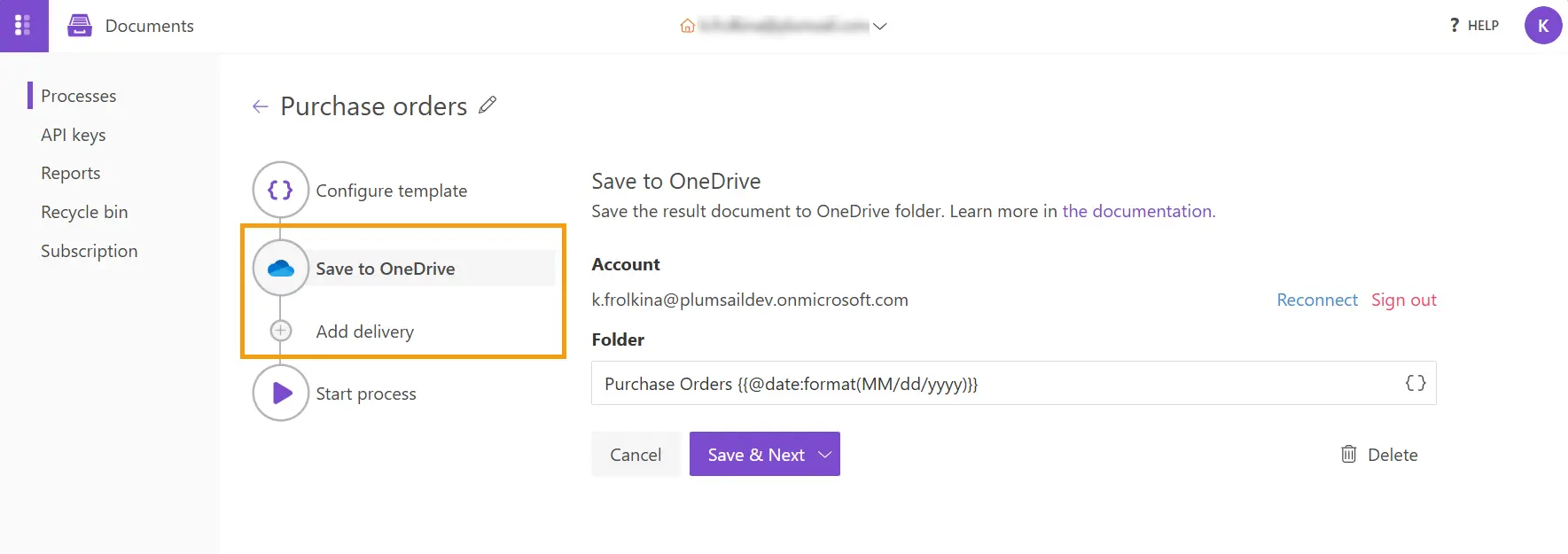 Store XLSX document in OneDrive