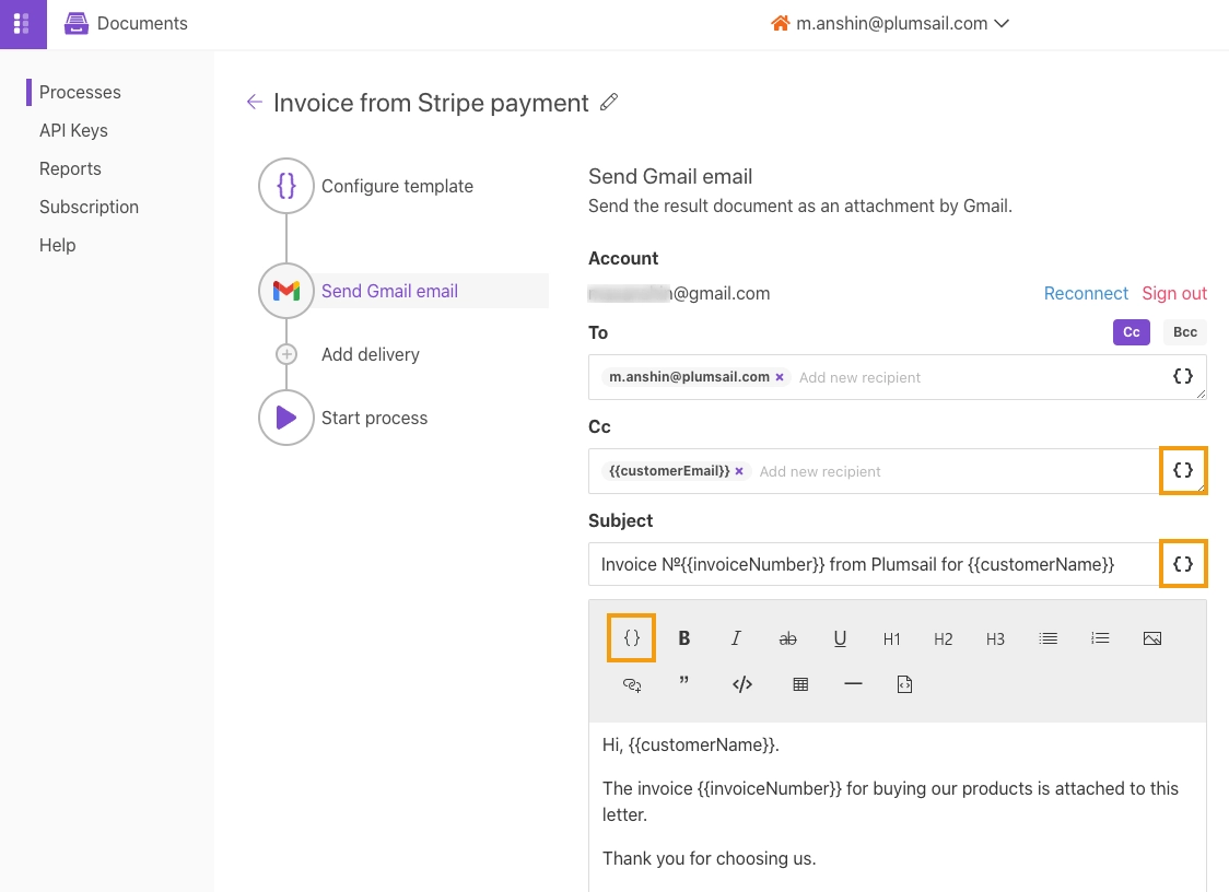 Delicery settings in Plumsail Documents