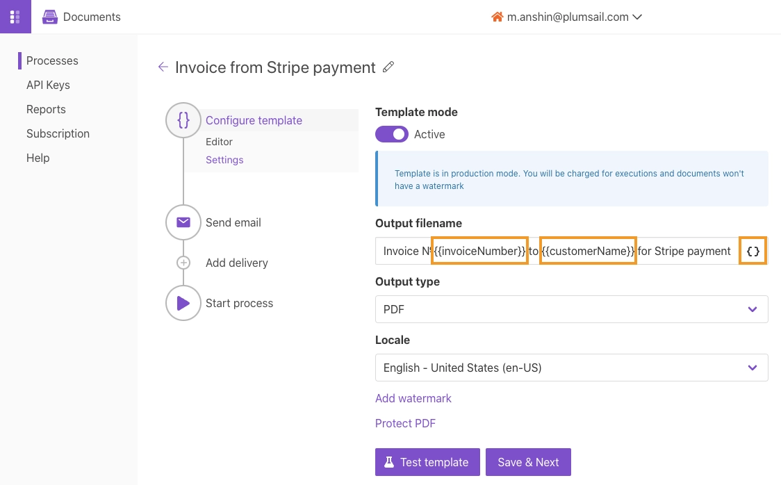 Output settings in Plumsail Documents