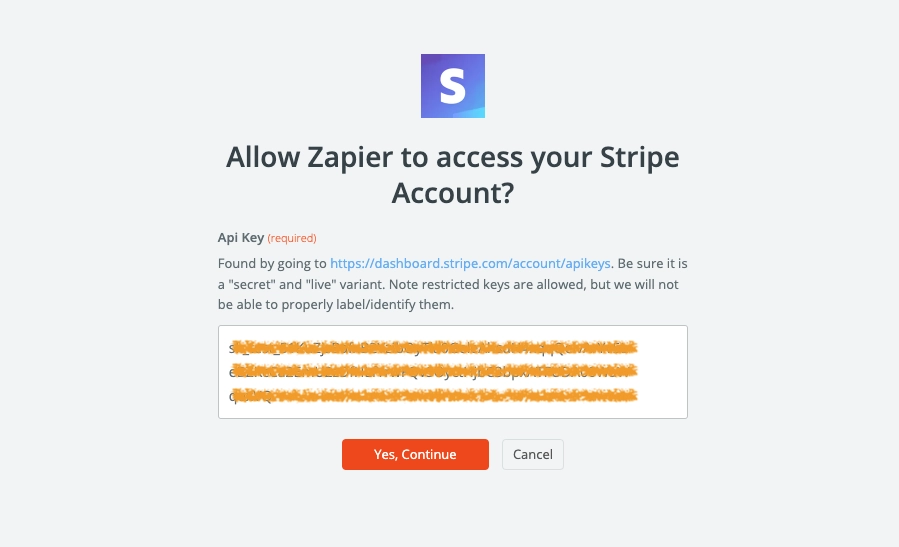 Paste secret key in Zapier