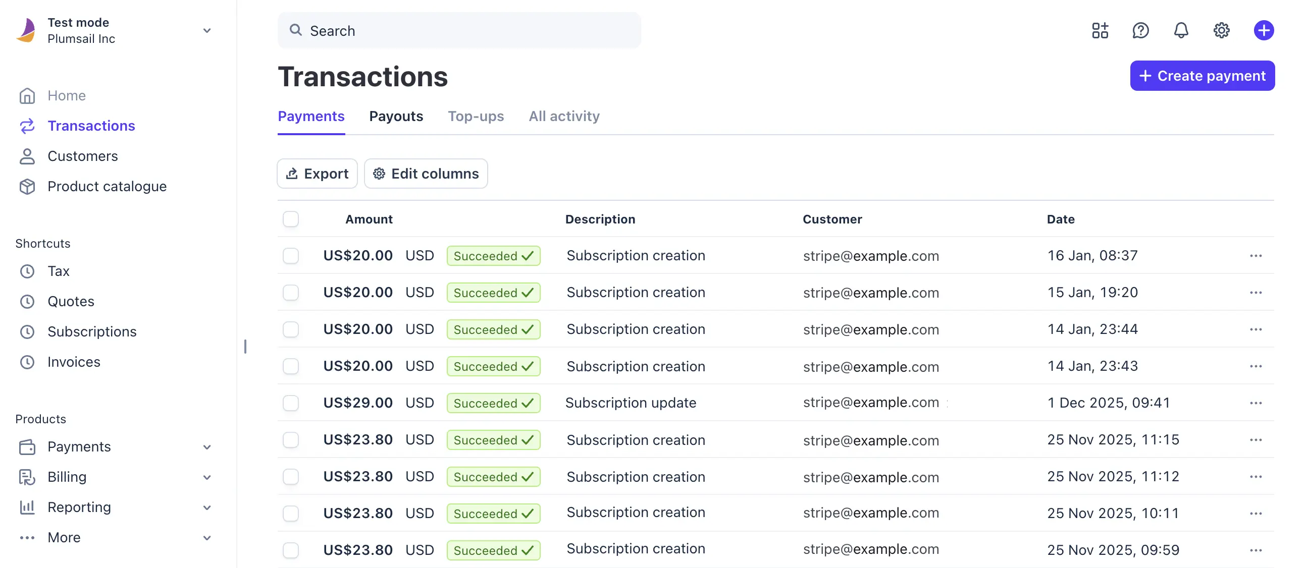 Stripe payments