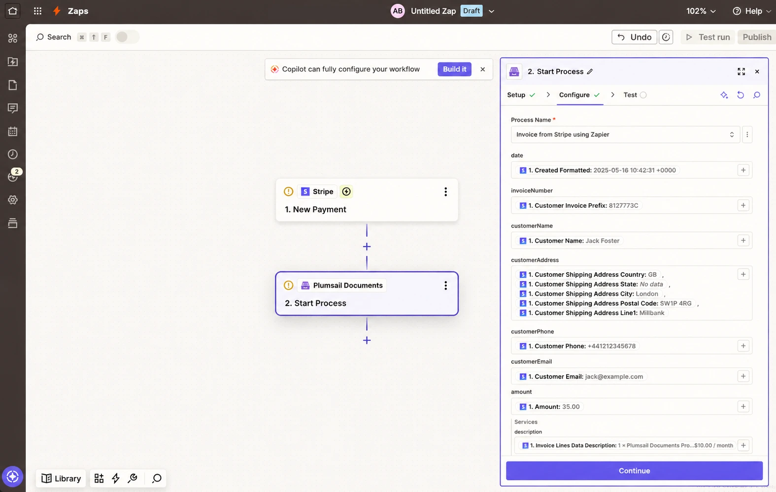 Set up action for Plumsail Documents event