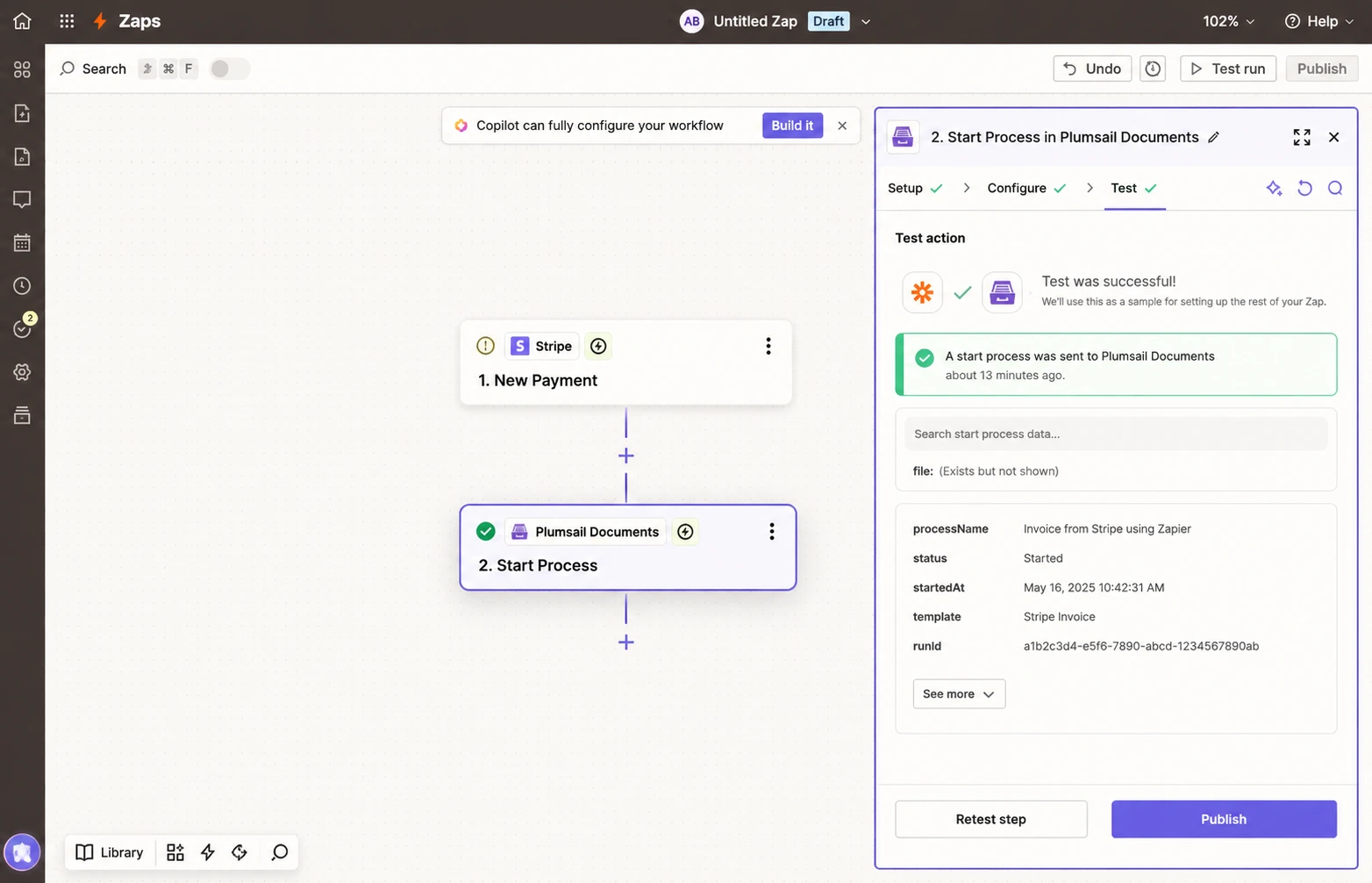 Set up action for Plumsail Documents event