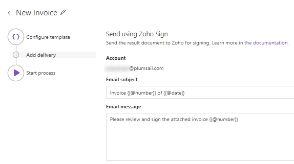 Zoho sign subject message