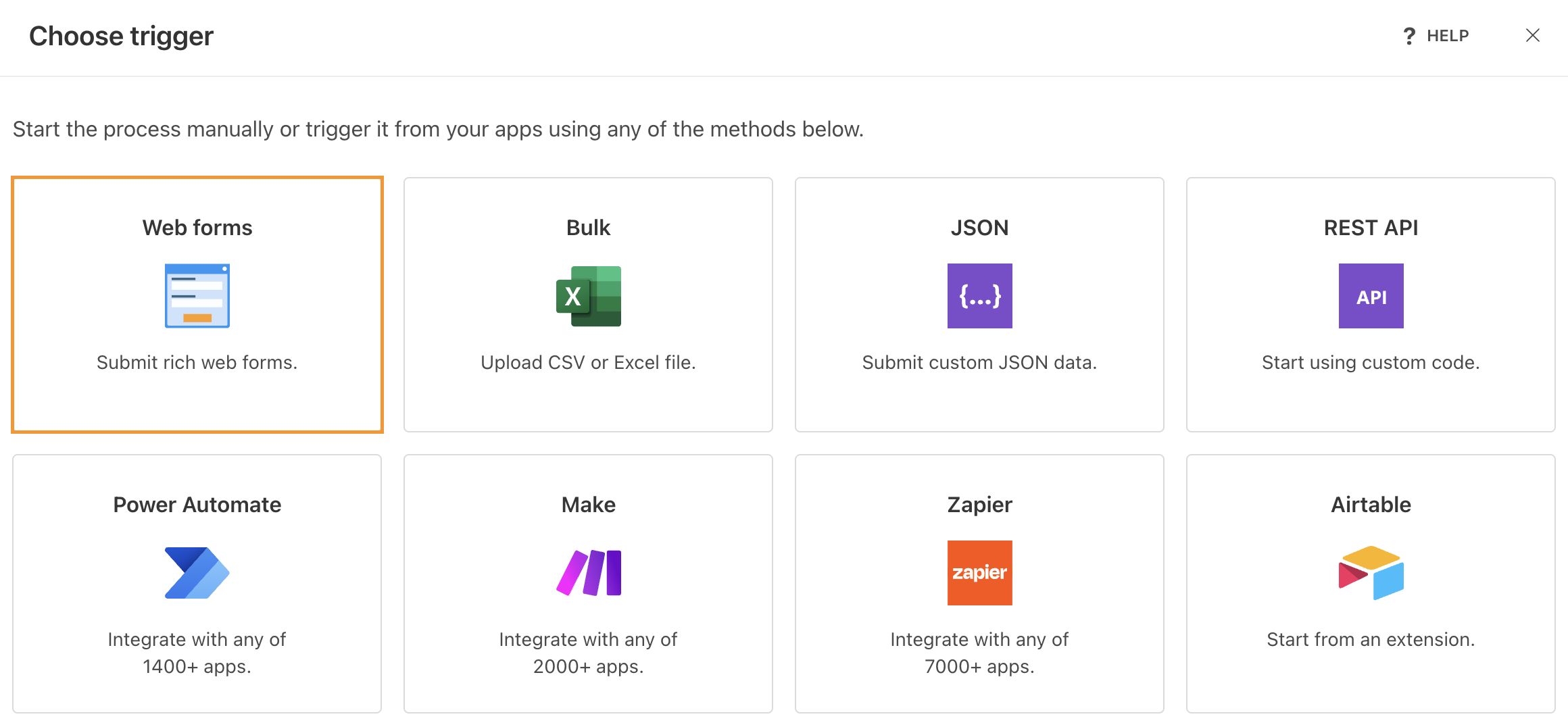 Open web form submission options