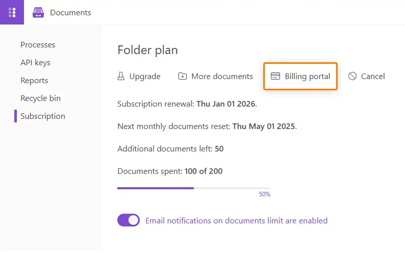 Manage billing
