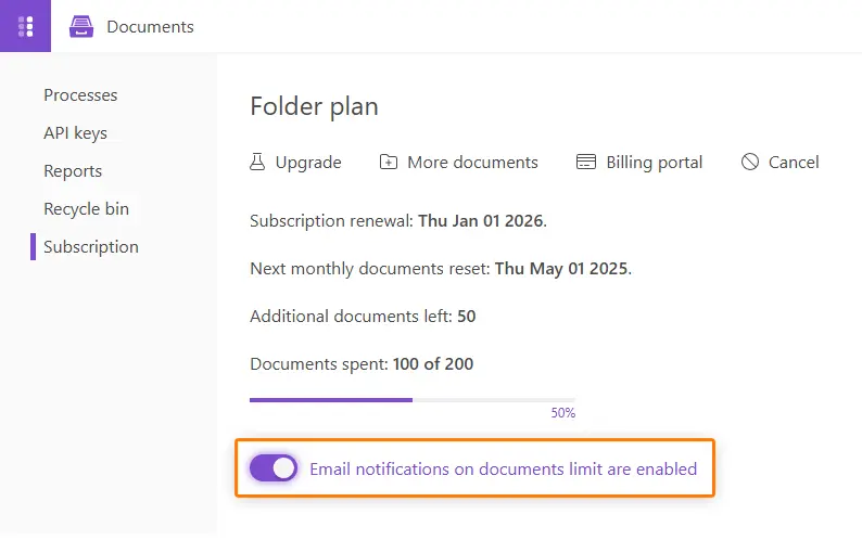Notifications toggle