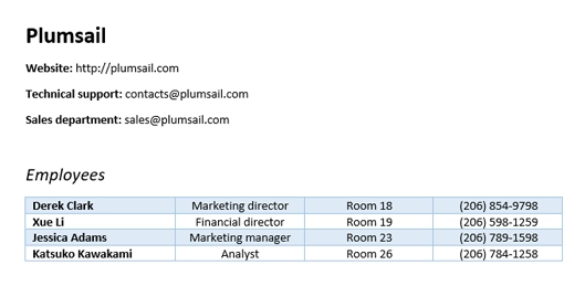 Table columns from array template result