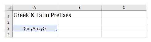 Table from array template