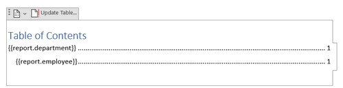 table of contents in DOCX template