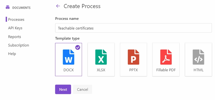 Create process to generate certificate of completion
