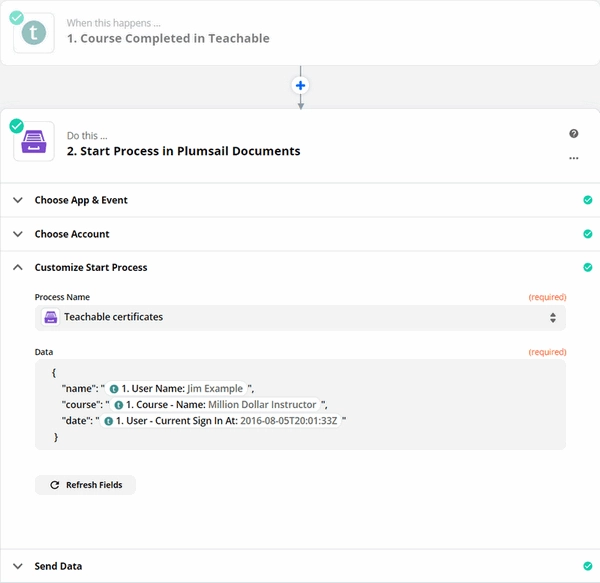 Teachable and Plumsail Documents Zap