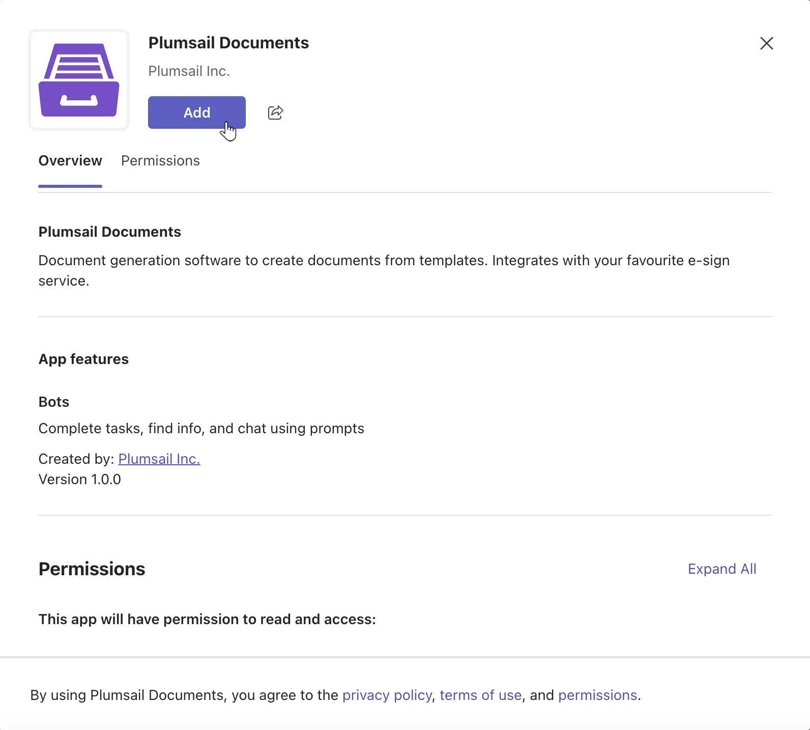 Teams add documents app