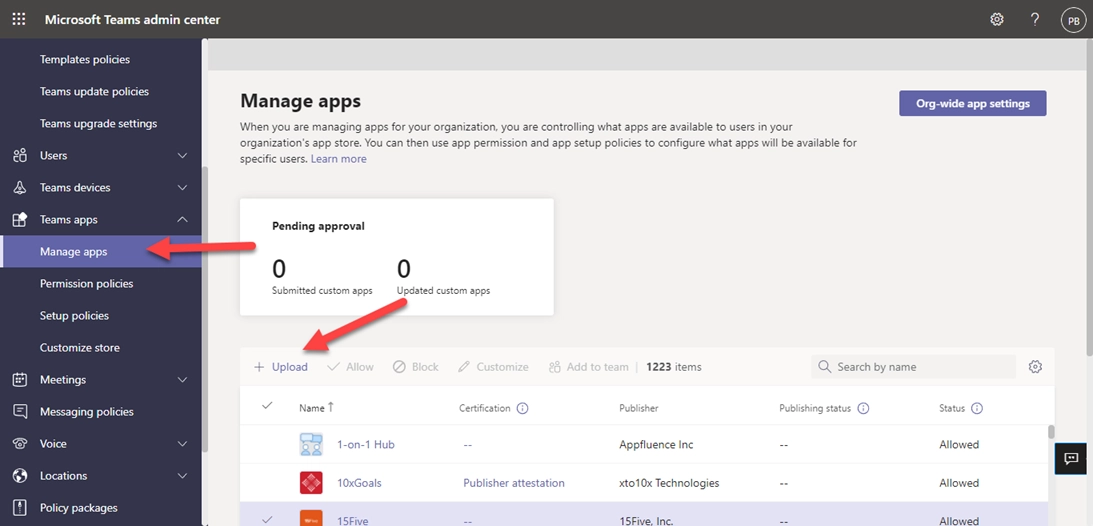 Teams admin center
