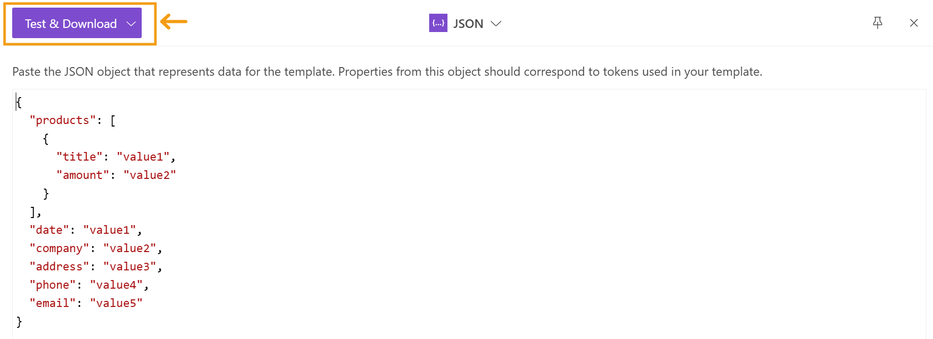 Template test and download option