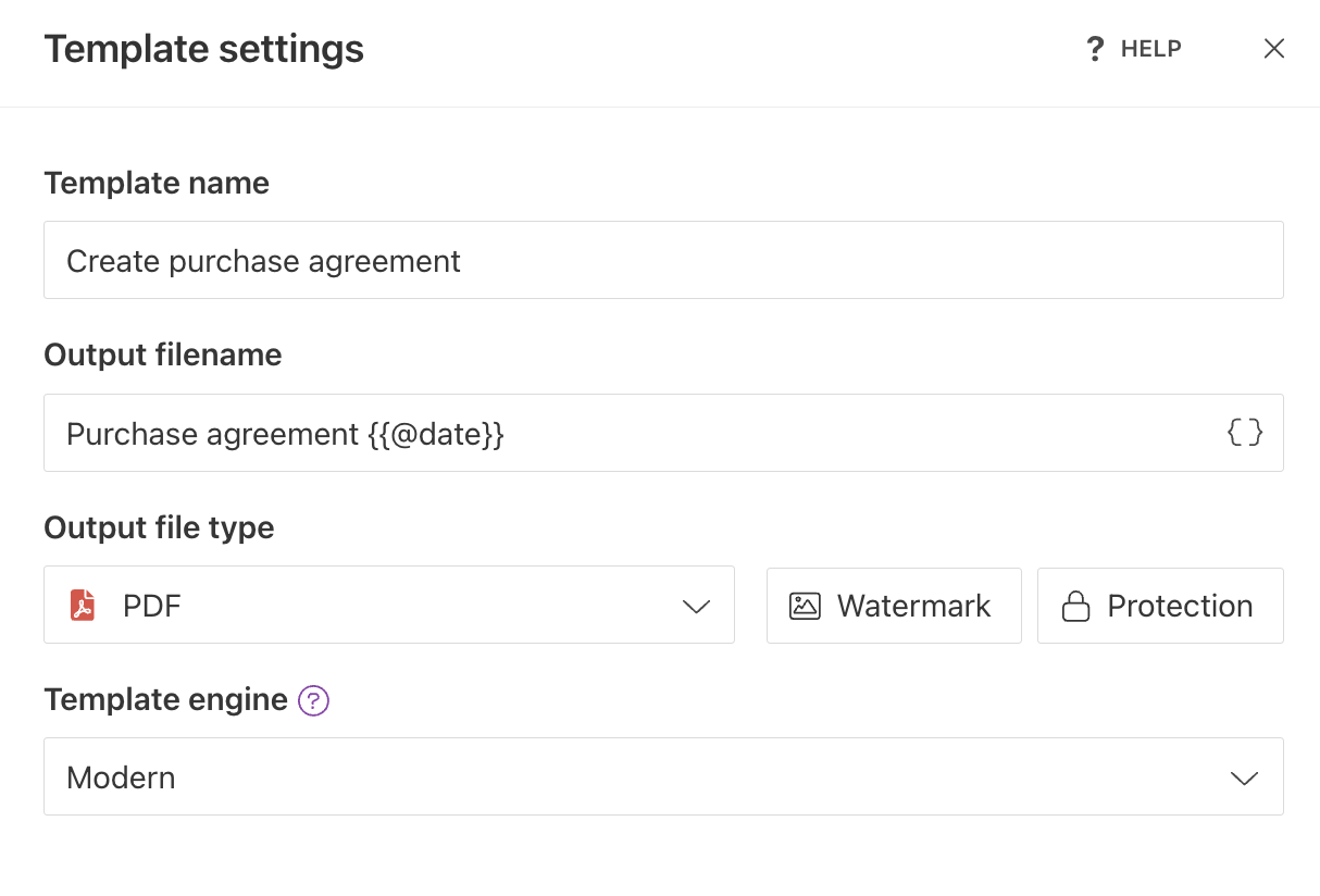 Template settings substep