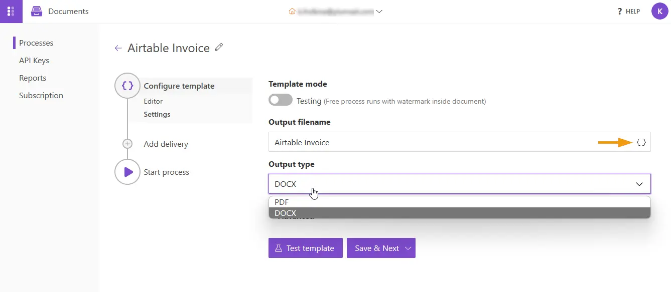 Template Settings