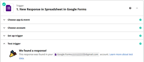 test trigger new response in spreadsheet in google forms