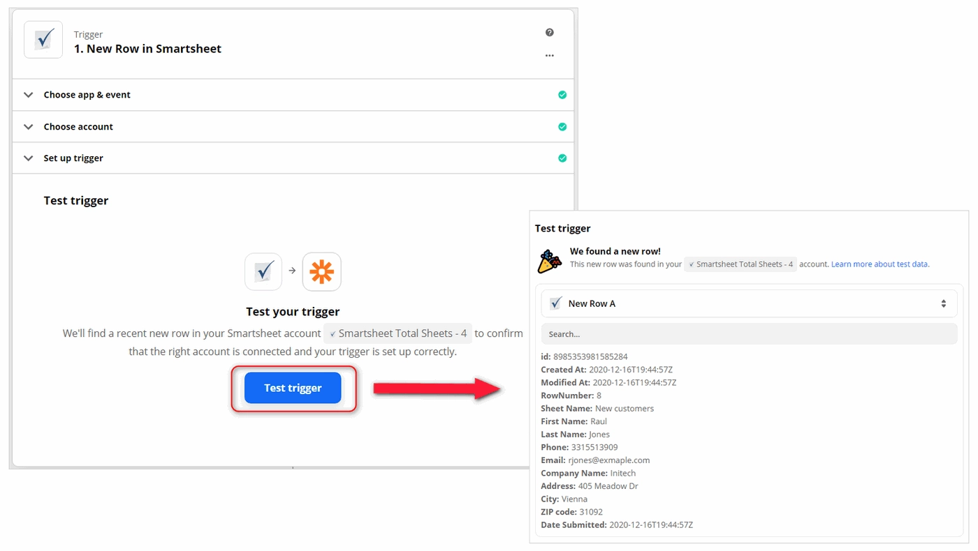 Test Smartsheet trigger