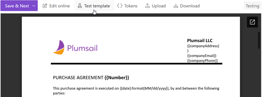 test template