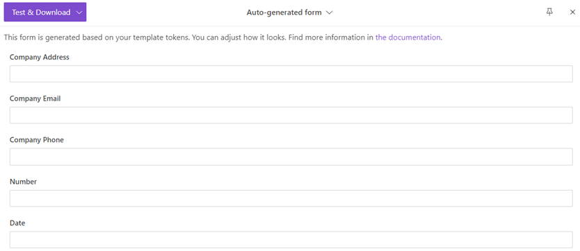 test template form