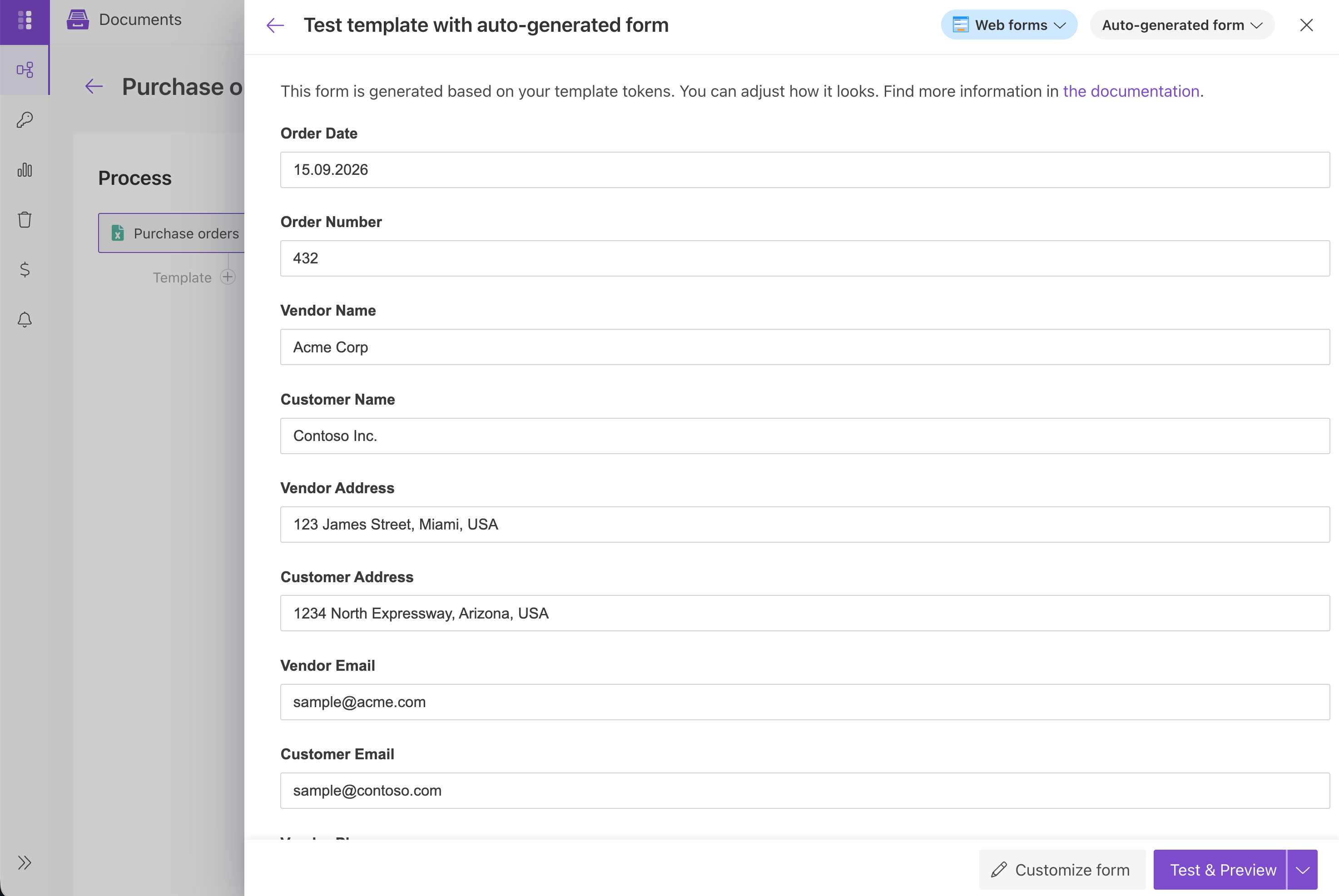 Test an XLSX template with sample data