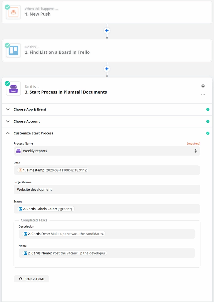 Zap to create Trello reports and send them by email